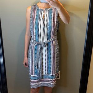 NWOT Ann Tylor Factory Blue/Navy Pattern Dress Size Large Women